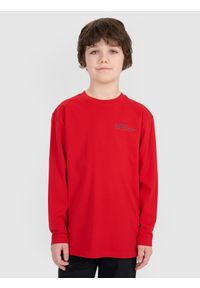 4f - 4F Longsleeve oversize z nadrukiem chłopięcy - czerwony 128 (7-8 lat). Okazja: na co dzień. Kolor: czerwony. Materiał: bawełna, tkanina, jersey. Długość rękawa: długi rękaw. Długość: długie. Wzór: nadruk. Sezon: lato. Styl: klasyczny, elegancki, sportowy, casual