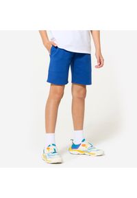 DOMYOS - Spodenki sportowe dla dzieci Decathlon. Okazja: na co dzień. Kolor: niebieski. Materiał: bawełna, materiał, poliester, elastan. Styl: sportowy