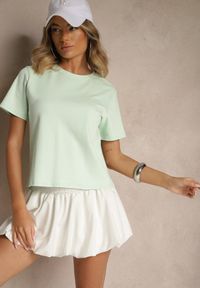 Renee - Zielony Klasyczny T-shirt z Grubszej Bawełny Tiavone. Okazja: na co dzień. Kolor: zielony. Materiał: bawełna. Styl: klasyczny #4