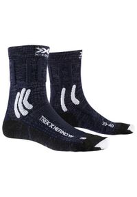 X-Bionic - Skarpety damskie trekkingowe X-Socks Trek X Merino 4.0. Kolor: niebieski, biały, wielokolorowy. Materiał: wełna. Sport: turystyka piesza #1