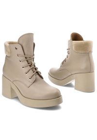 Szare Botki Lemar Ocieplane Skórzane Buty Na Obcasie. Okazja: do pracy. Kolor: szary. Materiał: skóra. Obcas: na obcasie. Styl: elegancki. Wysokość obcasa: średni #7