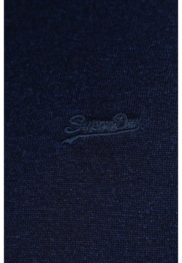 Superdry Bluza męska kolor granatowy gładka. Okazja: na co dzień. Kolor: niebieski. Materiał: dzianina. Wzór: gładki. Styl: casual