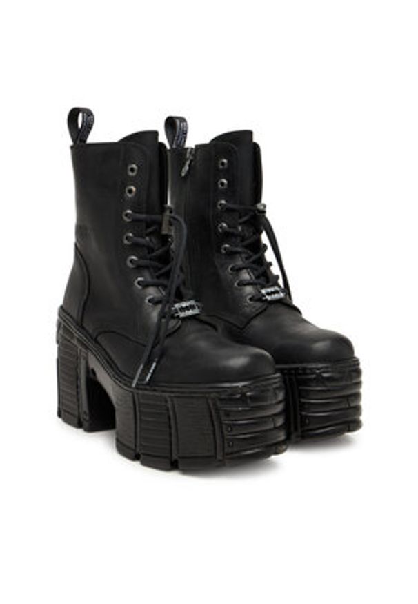 NEW ROCK Botki M-TM001-C2 Czarny. Kolor: czarny. Materiał: skóra. Styl: rockowy
