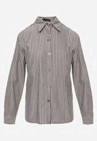 Renee - Czarna Koszula z Bawełną w Prążki ze Zdobionymi Guzikami Mirasea. Kolor: czarny. Materiał: bawełna. Wzór: prążki, aplikacja. Styl: elegancki #3