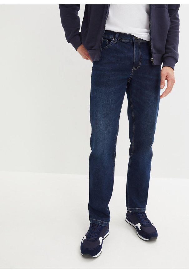bonprix - Dżinsy ze stretchem, regular fit, straight. Kolor: niebieski