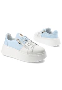 DAMISS - Niebieskie Sneakersy Damiss Wygodne Buty Damskie Na Platformie. Okazja: na co dzień, na spacer, na uczelnię. Kolor: niebieski. Materiał: materiał. Obcas: na platformie. Sport: turystyka piesza #5