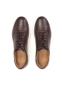 Kazar - Brązowe sneakersy na jasnej podeszwie. Okazja: na co dzień, do pracy. Kolor: brązowy. Materiał: skóra. Szerokość cholewki: normalna #2