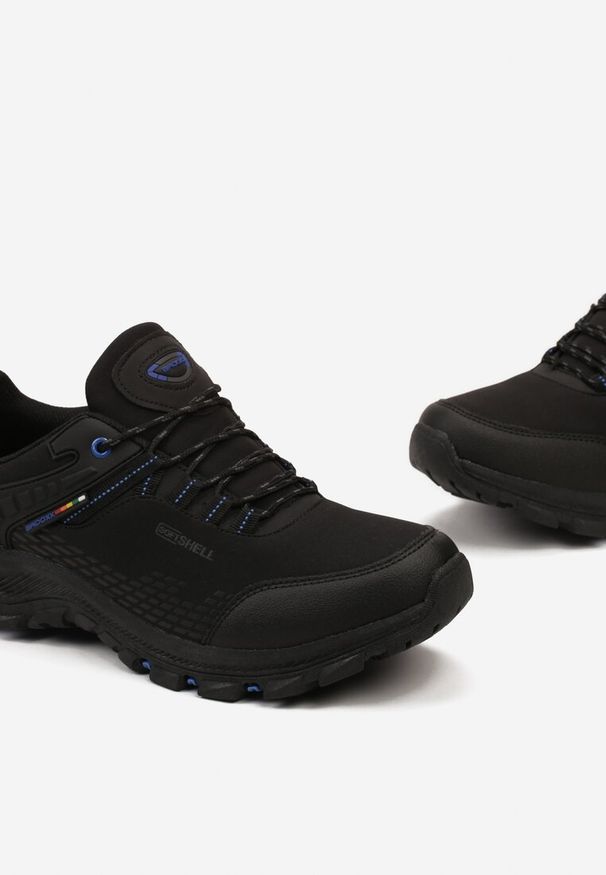 Born2be - Czarno-Niebieskie Buty Sportowe ze Sznurowaniem i Noskiem z Ekoskóry Joralle. Kolor: czarny
