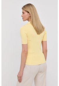 Hugo - HUGO sweter 50468004 damski kolor żółty. Kolor: żółty. Materiał: bawełna, dzianina. Wzór: gładki #6