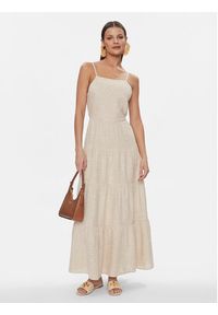 Fracomina Sukienka letnia FJ24SD2004W686E5 Beżowy Regular Fit. Kolor: beżowy. Materiał: len, syntetyk. Sezon: lato #2