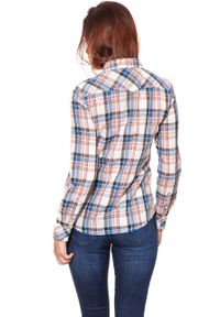 Wrangler - KOSZULA WRANGLER CHECK SHIRT GLOW ORANGE W5240LU48. Kolor: wielokolorowy. Materiał: materiał. Wzór: kratka #10