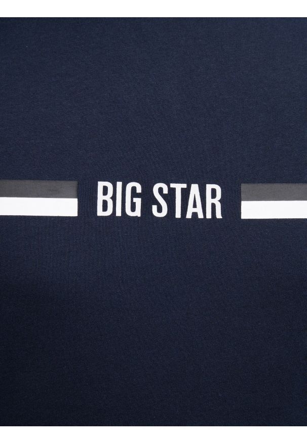Big-Star - Koszulka męska z nadrukiem granatowa Lexor 403. Kolor: niebieski. Materiał: bawełna, materiał, jeans. Wzór: nadruk. Sezon: lato. Styl: klasyczny, sportowy