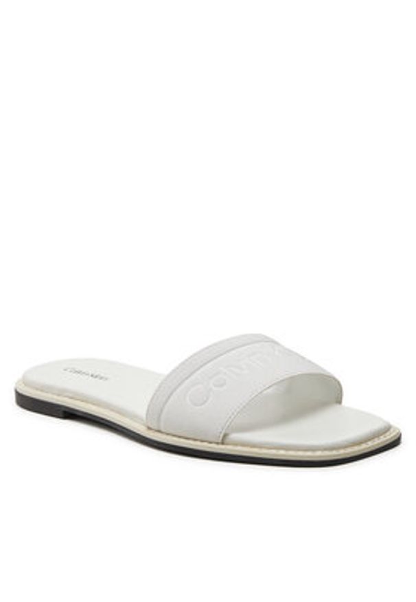 Calvin Klein Klapki Flat Slide He HW0HW01989 Biały. Kolor: biały. Materiał: materiał