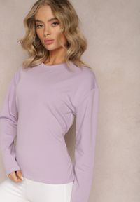 Renee - Jasnofioletowa Bawełniana Bluza z Ozdobnym Wiązaniem Fanarita. Kolor: fioletowy. Materiał: bawełna #5