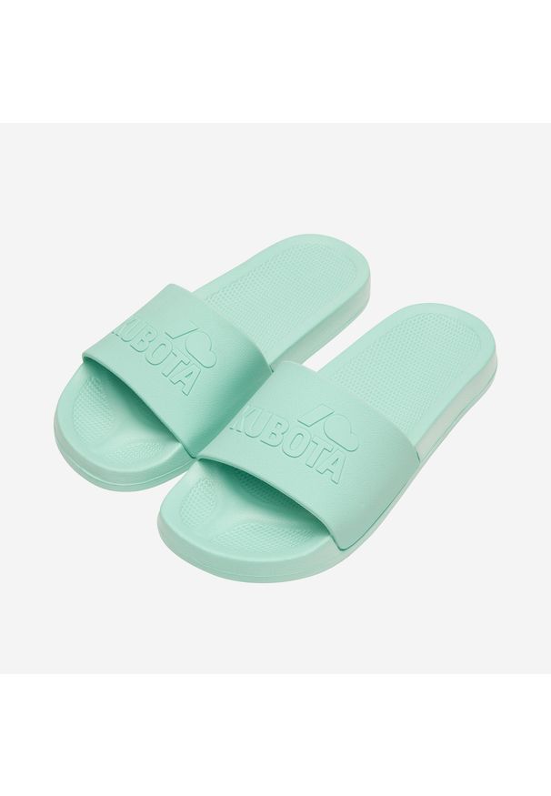 Miętowe klapki Kubota Basic. Okazja: na plażę, na spacer. Kolor: miętowy. Materiał: materiał. Styl: sportowy, elegancki
