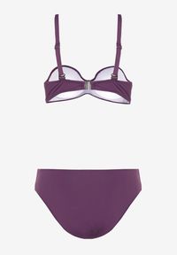 Born2be - Ciemnofioletowe Bikini Strój Kąpielowy Dwuczęściowy Biustonosz z Supełkiem i Figi Carinela. Kolor: fioletowy. Wzór: aplikacja #5