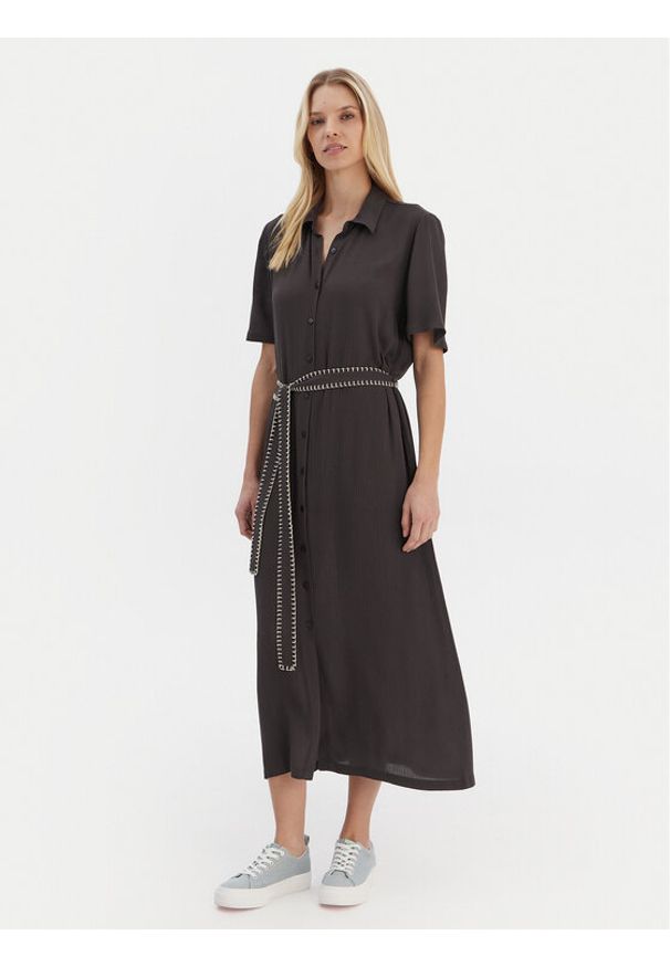 Roxy Sukienka koszulowa Island Escape Solid ERJWD03884 Szary Regular Fit. Kolor: szary. Materiał: wiskoza. Typ sukienki: koszulowe