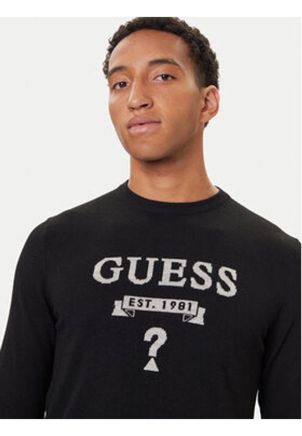 Guess Sweter M5YR00 Z0122 Czarny Slim Fit. Kolor: czarny. Materiał: syntetyk
