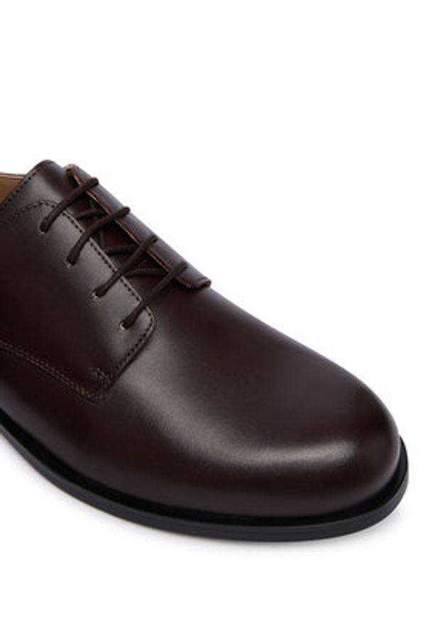 Calvin Klein Półbuty Ess Rubber Derby Lth HM0HM02056 Brązowy ciemny. Kolor: brązowy. Materiał: skóra