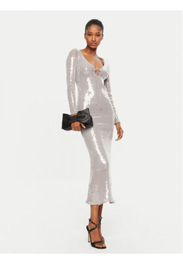 BARDOT - Bardot Sukienka koktajlowa Verona 58859DB Srebrny Slim Fit. Kolor: srebrny. Materiał: syntetyk. Styl: wizytowy