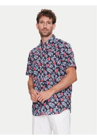 Bugatti Koszula 9450 58333A Granatowy Slim Fit. Kolor: niebieski. Materiał: bawełna