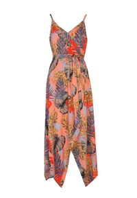 TOP SECRET - Asymetryczna sukienka w kolorowy wzór. Okazja: na imprezę, na plażę. Kolor: różowy. Materiał: tkanina. Długość rękawa: na ramiączkach. Wzór: kolorowy. Typ sukienki: asymetryczne #3