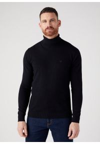 Wrangler - WRANGLER ROLL NECK KNIT MĘSKI SWETER BLACK W8D42P100. Okazja: na co dzień. Materiał: materiał, bawełna, wełna, nylon. Długość rękawa: długi rękaw. Długość: długie. Styl: elegancki, casual #1