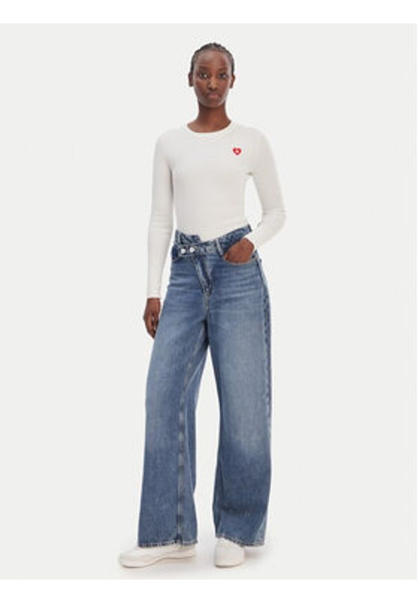 Hugo - HUGO Sweter Sarpha 50554317 Beżowy Slim Fit. Kolor: beżowy. Materiał: wiskoza