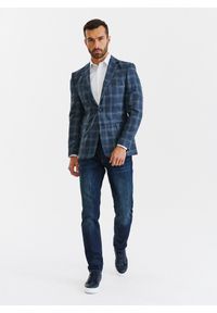 Pako Lorente - PAKO LORENTE – Granatowa casualowa marynarka męska w zieloną kratę. Okazja: na co dzień. Kolor: zielony, niebieski, wielokolorowy. Materiał: poliester, elastan, wiskoza. Styl: casual #2
