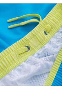 Ombre Clothing - Spodenki męskie kąpielówki z dwukolorowym ściągaczem – niebieskie V6. Okazja: na plażę. Kolor: niebieski. Materiał: poliester, materiał. Wzór: haft, jednolity. Sezon: lato #7