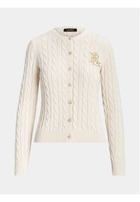 Lauren Ralph Lauren Kardigan 200932225001 Écru Slim Fit. Materiał: bawełna