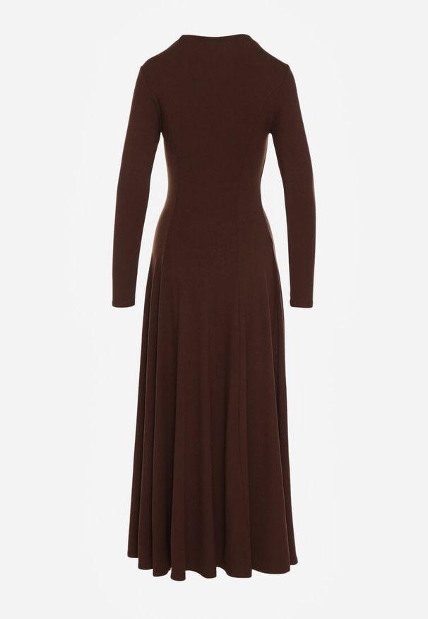 Renee - Brązowa Rozkloszowana Sukienka z Bawełny Tusmala. Okazja: na co dzień. Kolor: brązowy. Materiał: bawełna. Typ sukienki: proste. Styl: casual, elegancki