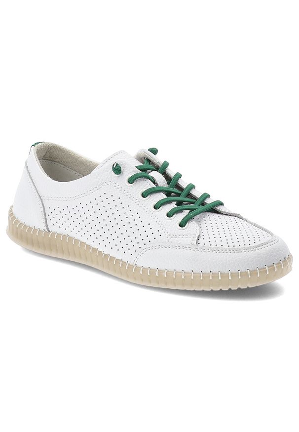 Półbuty damskie Vinceza, cholewka ze skóry naturalnej z perforacją zapewniającą przewiewność lekka podeszwa i klasyczne wiązanie, białe, 79598. Okazja: na co dzień. Zapięcie: sznurówki. Kolor: biały. Materiał: skóra. Szerokość cholewki: normalna. Styl: klasyczny