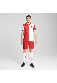 Puma - Męska koszulka domowa SK Slavia Praga 24/25 PUMA White Red. Kolor: czerwony, wielokolorowy, biały