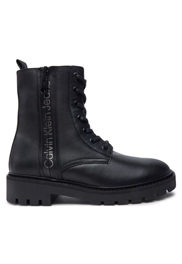 Calvin Klein Jeans Botki Combat Mid Laceup Zip Wn YW0YW01035 Czarny. Kolor: czarny. Materiał: skóra