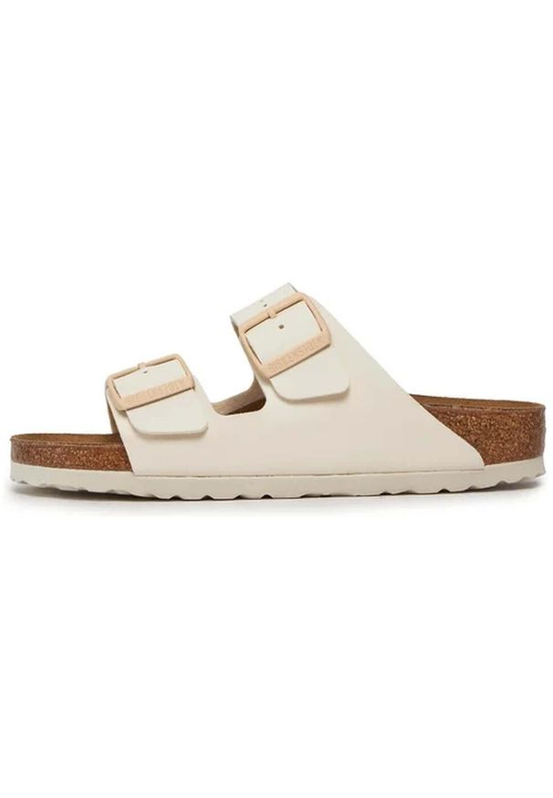 Klapki damskie Birkenstock Arizona. Zapięcie: klamry. Kolor: biały. Materiał: zamsz. Sezon: lato. Sport: turystyka piesza