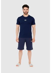 EA7 Emporio Armani - EA7 Granatowy t-shirt męski z naszywką z logo, Rozmiar S. Kolor: niebieski. Wzór: aplikacja #6