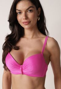 Born2be - Fuksjowe Bikini Push-Up Dwuczęściowe z Metalicznymi Ozdobami Asterelia. Kolor: różowy. Wzór: aplikacja #3