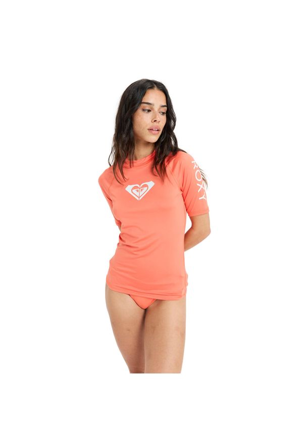 Roxy - Koszulka rash vest z krótkim rękawem dla Kobiety WHOLE HEARTED Pomarańczowy. Kolor: różowy, pomarańczowy, wielokolorowy. Materiał: elastan, poliester, materiał. Długość: krótkie