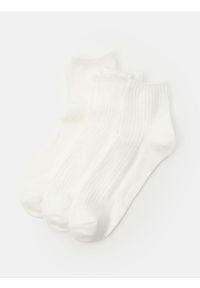 Sinsay - Skarpetki z wykończeniem falbankowym 3 pack - biały. Kolor: biały #1