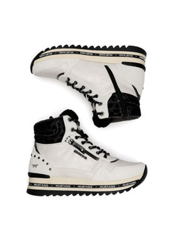 Mustang Trzewiki 1364-503 Biały. Kolor: biały. Materiał: skóra