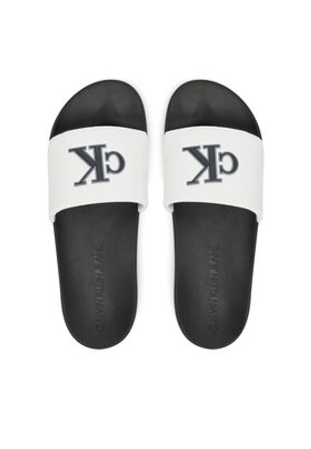 Calvin Klein Jeans Klapki Slide Jelly Mono Pu YM0YM01281 Biały. Kolor: biały
