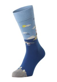 Happy-Socks - Happy Socks Męskie skarpety z cienkiej dzianiny Mężczyźni niebieski wzorzysty, 41-46. Kolor: niebieski. Materiał: dzianina