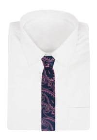 Modny Męski Krawat - Alties - Granatowy, Fioletowe Paisley. Kolor: niebieski. Materiał: tkanina. Wzór: paisley. Styl: elegancki, wizytowy