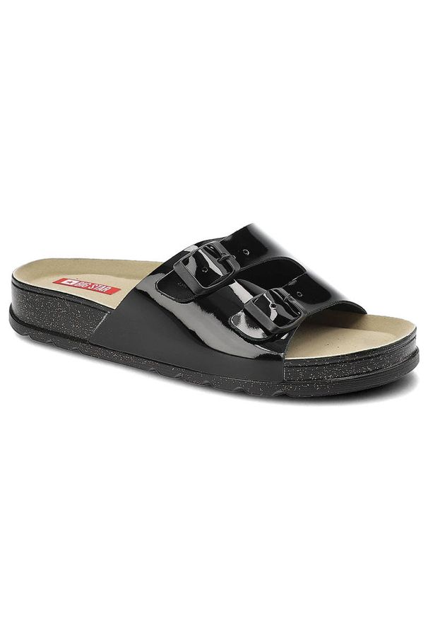Big-Star - Czarne Klapki Big Star Wygodne Skórzane Buty. Okazja: na co dzień. Kolor: czarny. Materiał: skóra. Sezon: lato. Styl: casual, elegancki