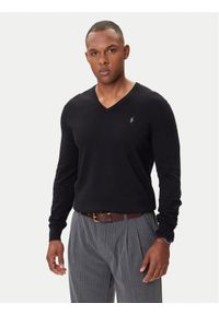 Polo Ralph Lauren Sweter Ls Sf Vn Pp 710670789003 Czarny Regular Fit. Typ kołnierza: polo. Kolor: czarny. Materiał: bawełna