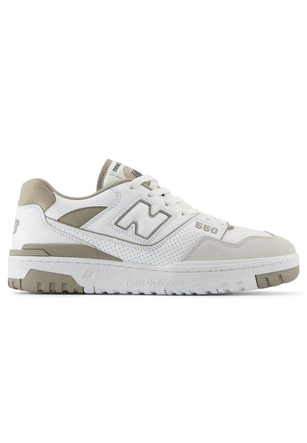 Buty unisex New Balance BB550GSS – białe. Kolor: biały. Materiał: zamsz, materiał, skóra. Szerokość cholewki: normalna. Wzór: aplikacja. Sezon: lato. Sport: koszykówka