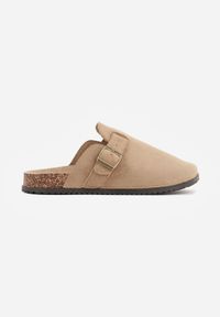 Born2be - Ciemnobeżowe Klapki Typu Chodaki na Korkowej Podeszwie Andrena. Okazja: na co dzień. Kolor: beżowy. Materiał: jeans, len. Styl: klasyczny, casual #7