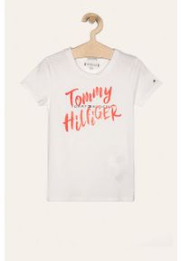 TOMMY HILFIGER - Tommy Hilfiger - T-shirt dziecięcy 98-176 cm. Okazja: na co dzień. Kolor: biały. Materiał: bawełna, dzianina. Wzór: nadruk. Styl: casual #1