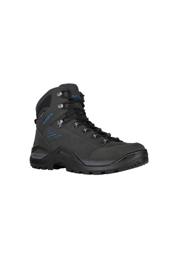 Buty trekkingowe męskie Lowa Renegade Evo Mid Gtx. Wysokość cholewki: za kostkę. Zapięcie: sznurówki. Kolor: niebieski. Materiał: guma, materiał, skóra, syntetyk. Szerokość cholewki: normalna